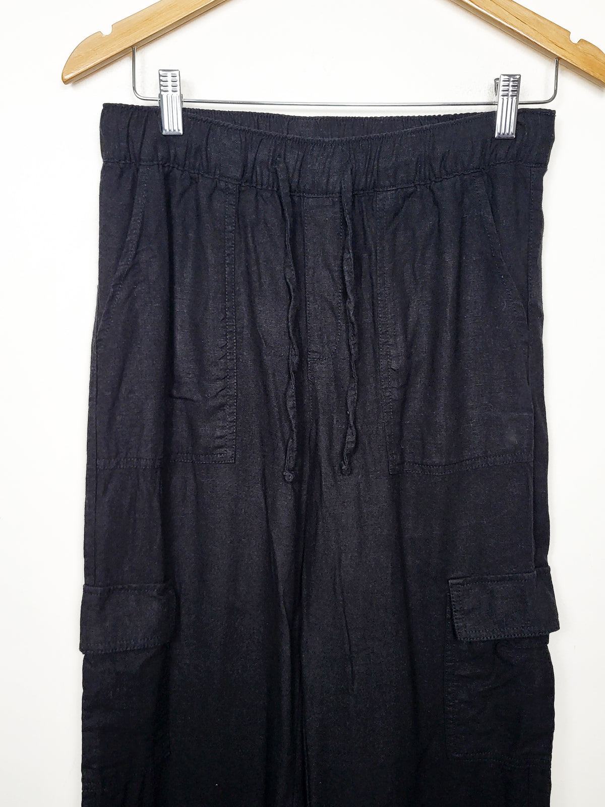 Gap Women's Black Linen-Blend Easy Cargo Pants - Size XS (fit bigger)