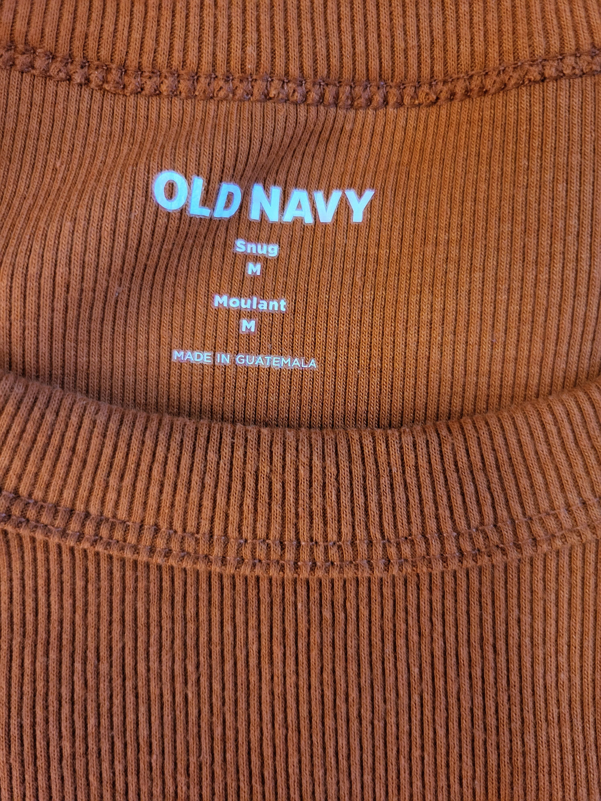 Old Navy Rust Orange Snug Crop Ribbed Crew-Neck T-Shirt - Size MEDIUM