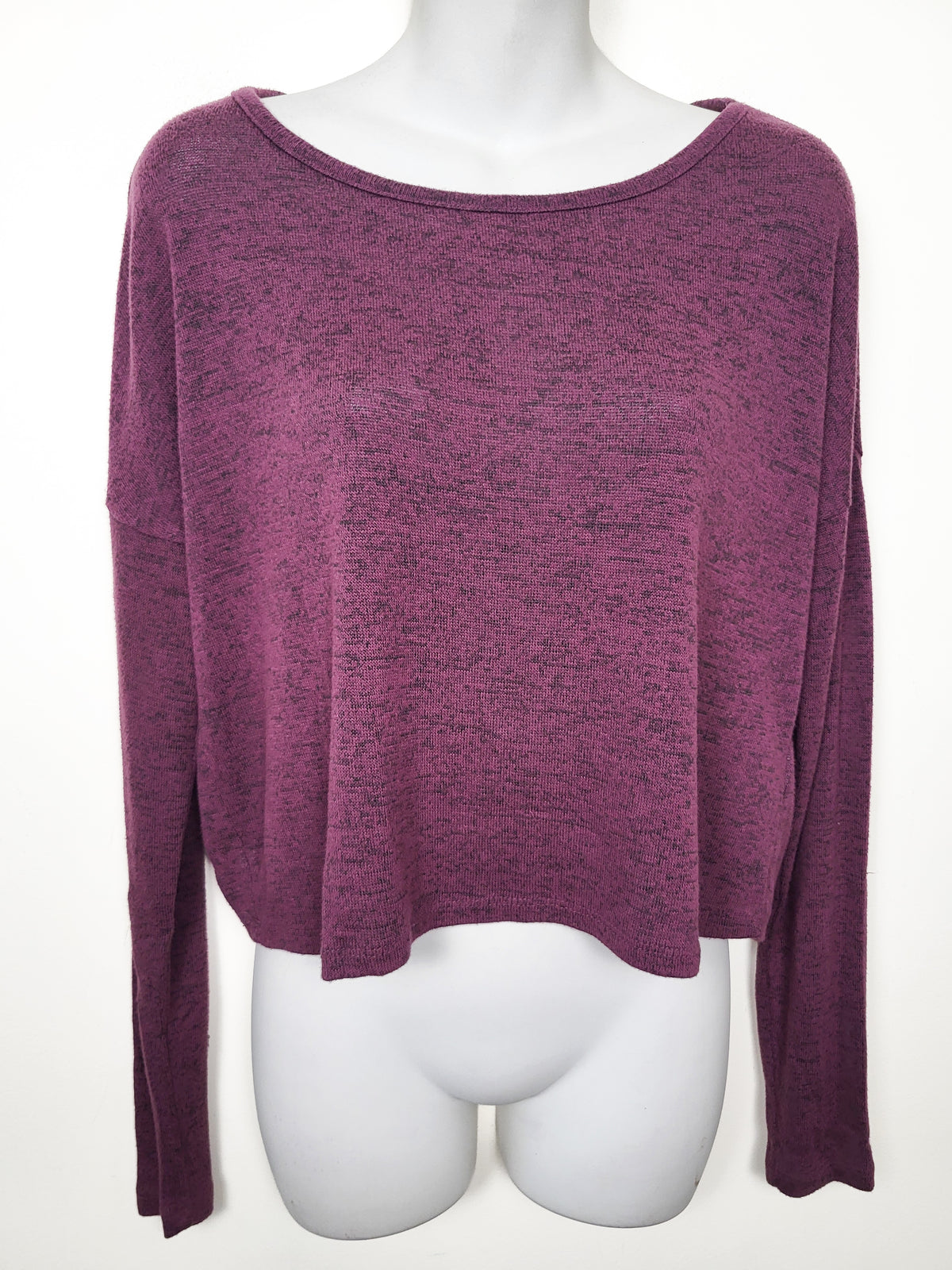 Garage Clothing Plum Purple "Oh So Soft" Cropped Knit Top - Size MEDIUM