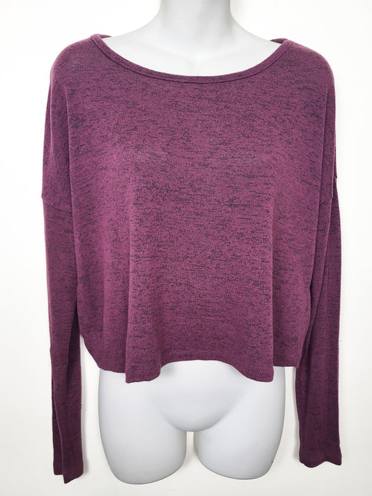 Garage Clothing Plum Purple "Oh So Soft" Cropped Knit Top - Size MEDIUM