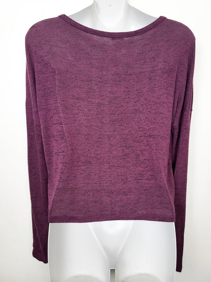 Garage Clothing Plum Purple "Oh So Soft" Cropped Knit Top - Size MEDIUM