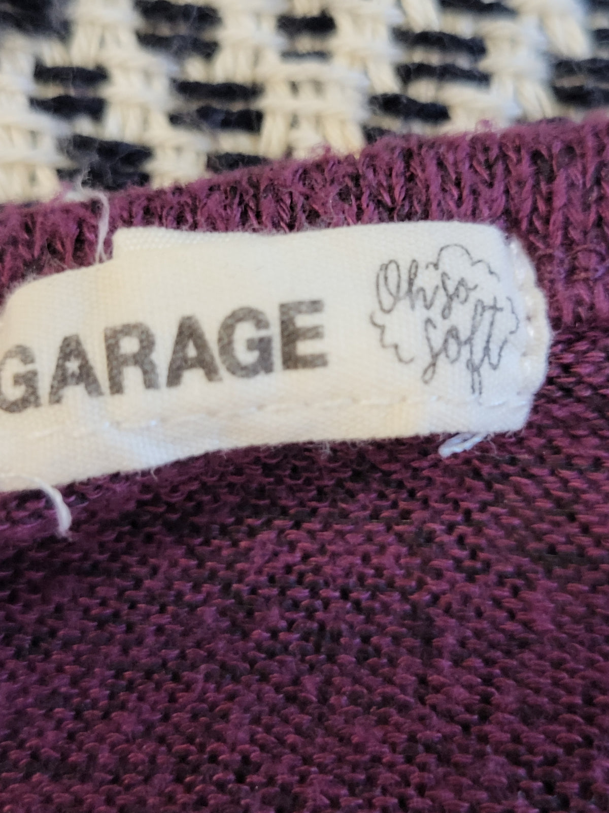 Garage Clothing Plum Purple "Oh So Soft" Cropped Knit Top - Size MEDIUM