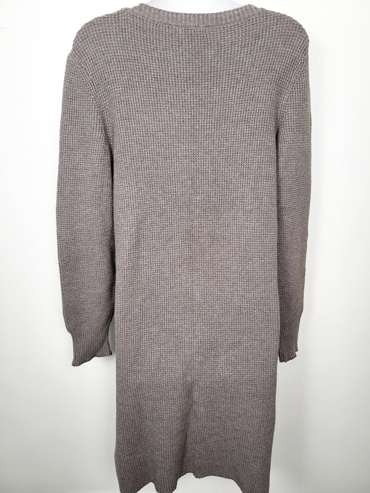 Bootlegger Taupe Waffle-Knit Scoop-Neck Sweater Dress - Size MEDIUM
