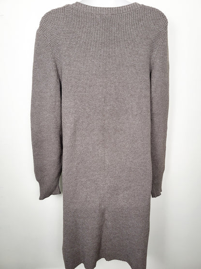 Bootlegger Taupe Waffle-Knit Scoop-Neck Sweater Dress - Size MEDIUM