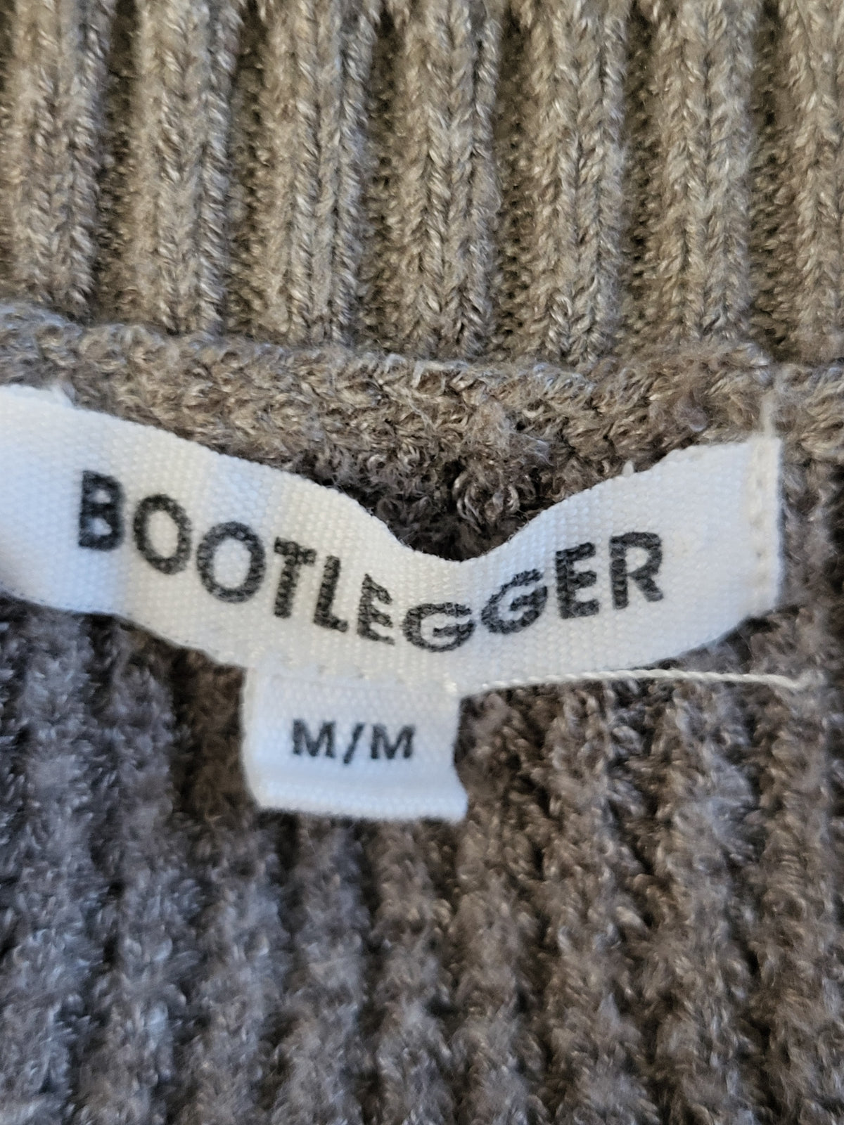 Bootlegger Taupe Waffle-Knit Scoop-Neck Sweater Dress - Size MEDIUM