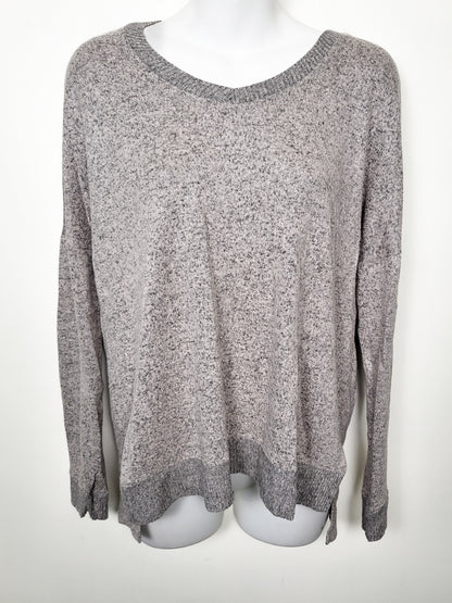 Antistar Women's Grey Oversized Marled Knit Top - Size MEDIUM