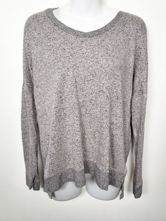 Antistar Women's Grey Oversized Marled Knit Top - Size MEDIUM