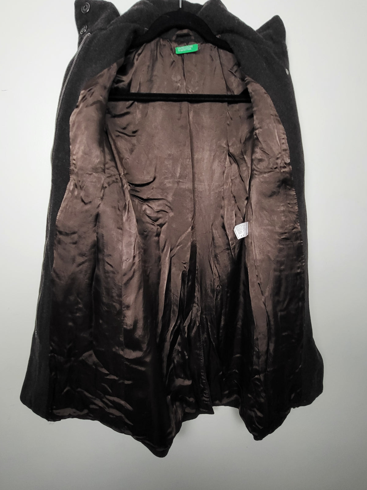 United Colors of Benetton Women's Belted Herringbone Wool Blend Funnel-Neck Coat - Size 38 (XS)