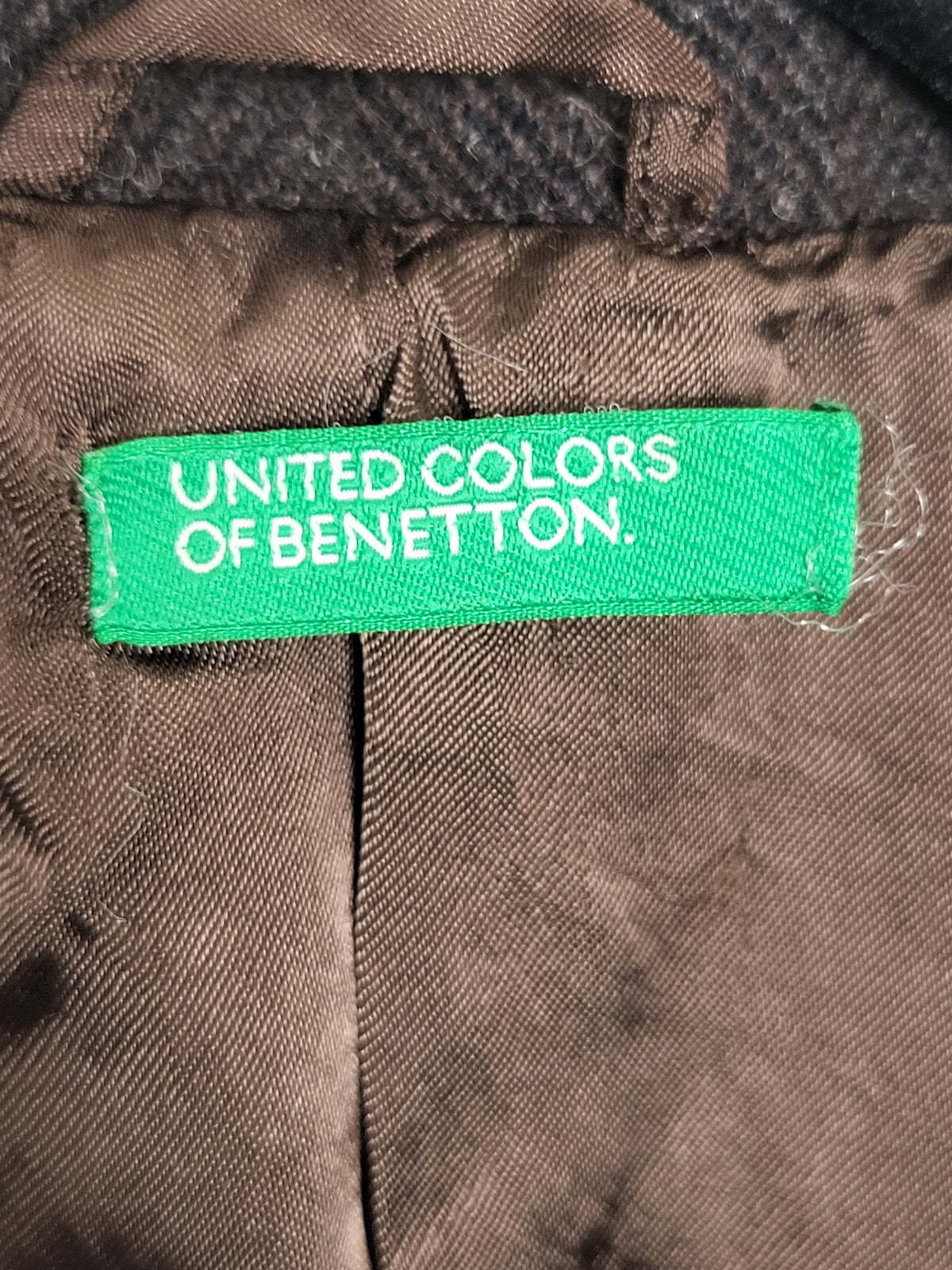 United Colors of Benetton Women's Belted Herringbone Wool Blend Funnel-Neck Coat - Size 38 (XS)