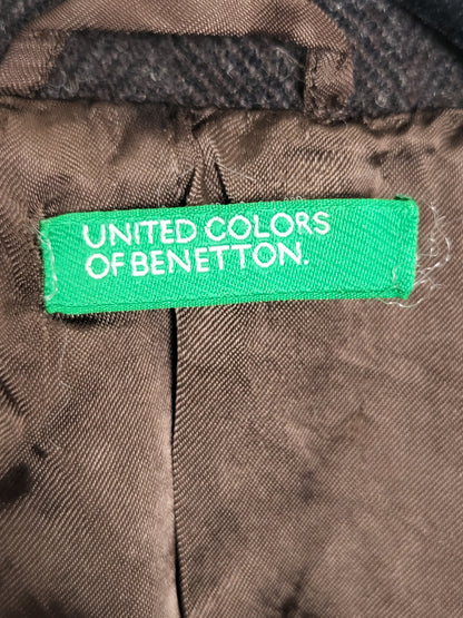 United Colors of Benetton Women's Belted Herringbone Wool Blend Funnel-Neck Coat - Size 38 (XS)