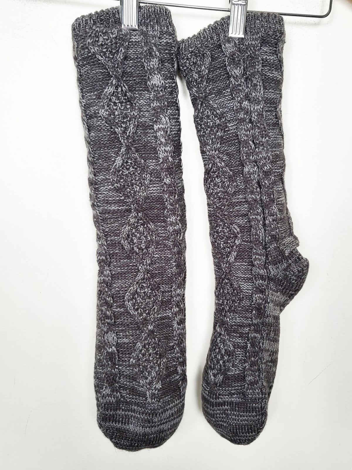 Bench Cable-Knit Sherpa Fleece-Lined Slipper Socks - One Size Fits Most
