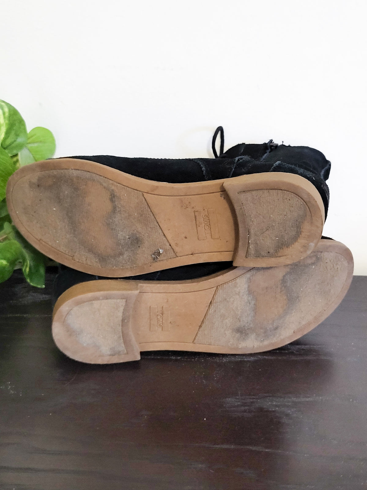 TOMS Shoes Women's Black Alpa Suede Lace-Up Ankle Boots - Size 6.5