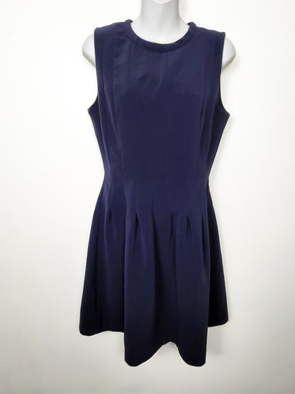 H&M Navy Pleated A-Line Sleeveless Dress  - Size 8