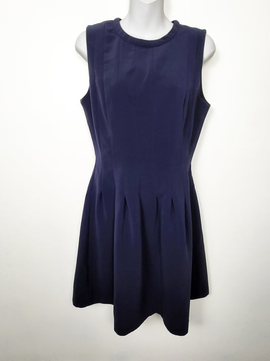 H&M Navy Pleated A-Line Sleeveless Dress  - Size 8