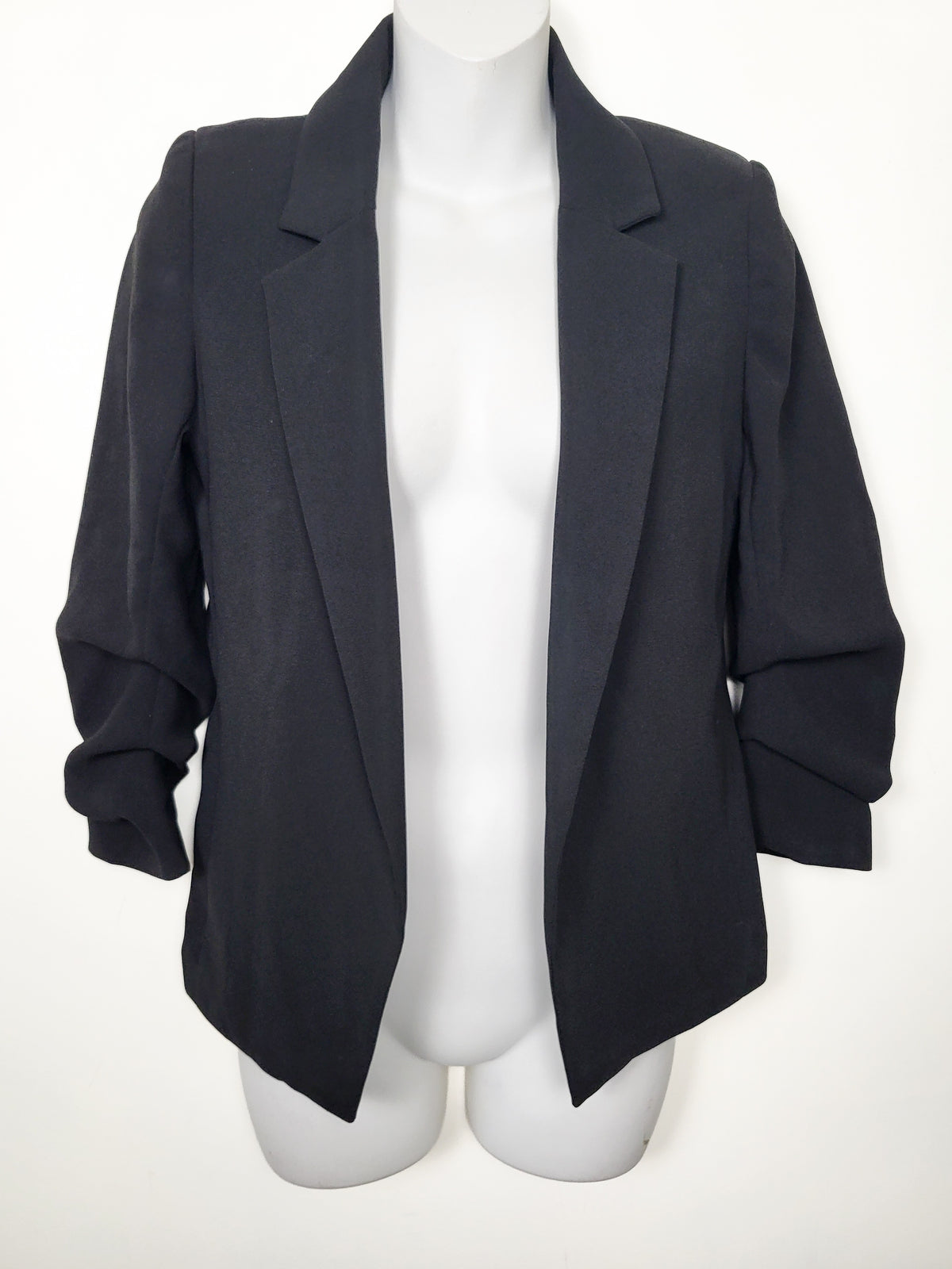 H&M Black Gathered-Sleeve Blazer - Size XXS