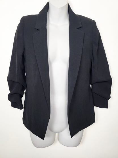 H&M Black Gathered-Sleeve Blazer - Size XXS