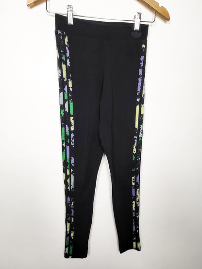 Adidas Originals Black Women's 3-Stripes Floral Paint Splatter Legging - Size XS