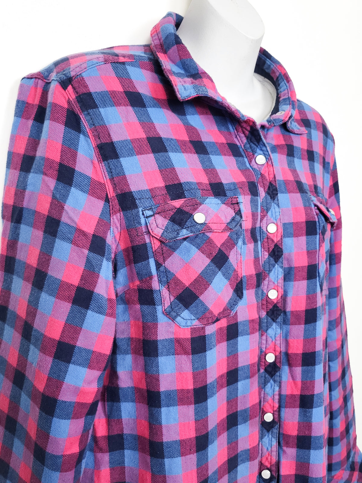 BC Clothing pink and blue fleece lined shacket / shirt jacket - Size Large
