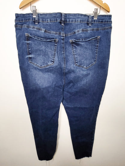 Warehouse One Distressed Skinny High-Rise Ankle Jeans - Size XL (measure larger)