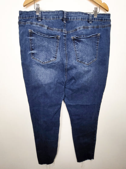Warehouse One Distressed Skinny High-Rise Ankle Jeans - Size XL (measure larger)