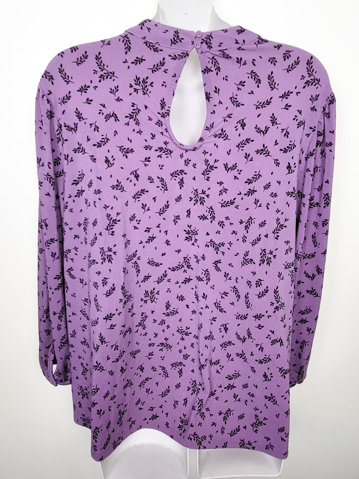Penman's Purple Floral Print Smocked Mock Neck Blouse - Size 2XL