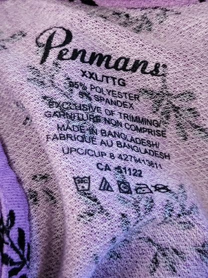 Penman's Purple Floral Print Smocked Mock Neck Blouse - Size 2XL