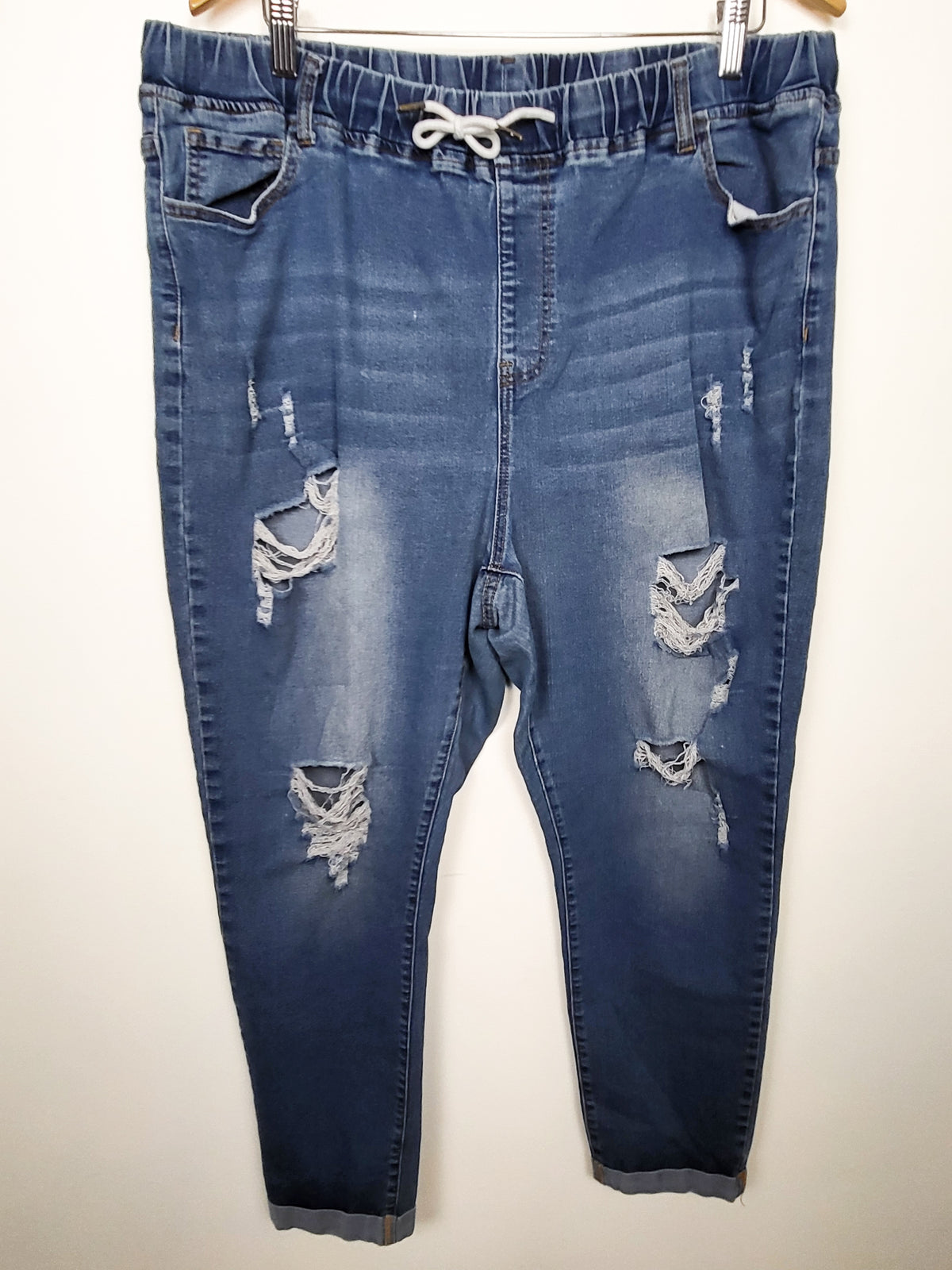 Shein Curve Distressed Denim Joggers - Size 3XL