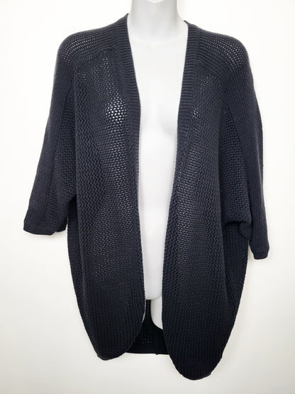 Gap Black Cotton Open-Knit Cocoon Cardigan - Size Small