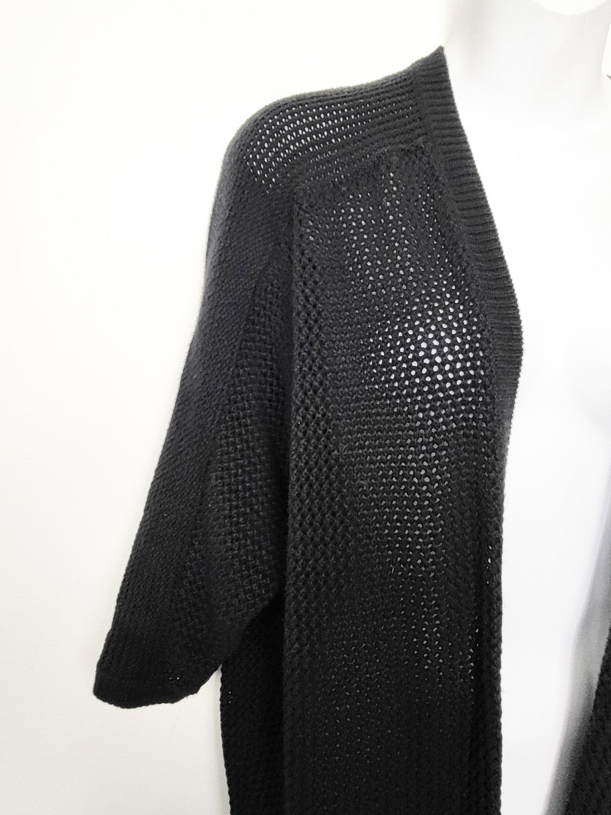 Gap Black Cotton Open-Knit Cocoon Cardigan - Size Small