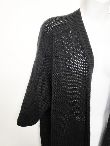 Gap Black Cotton Open-Knit Cocoon Cardigan - Size Small