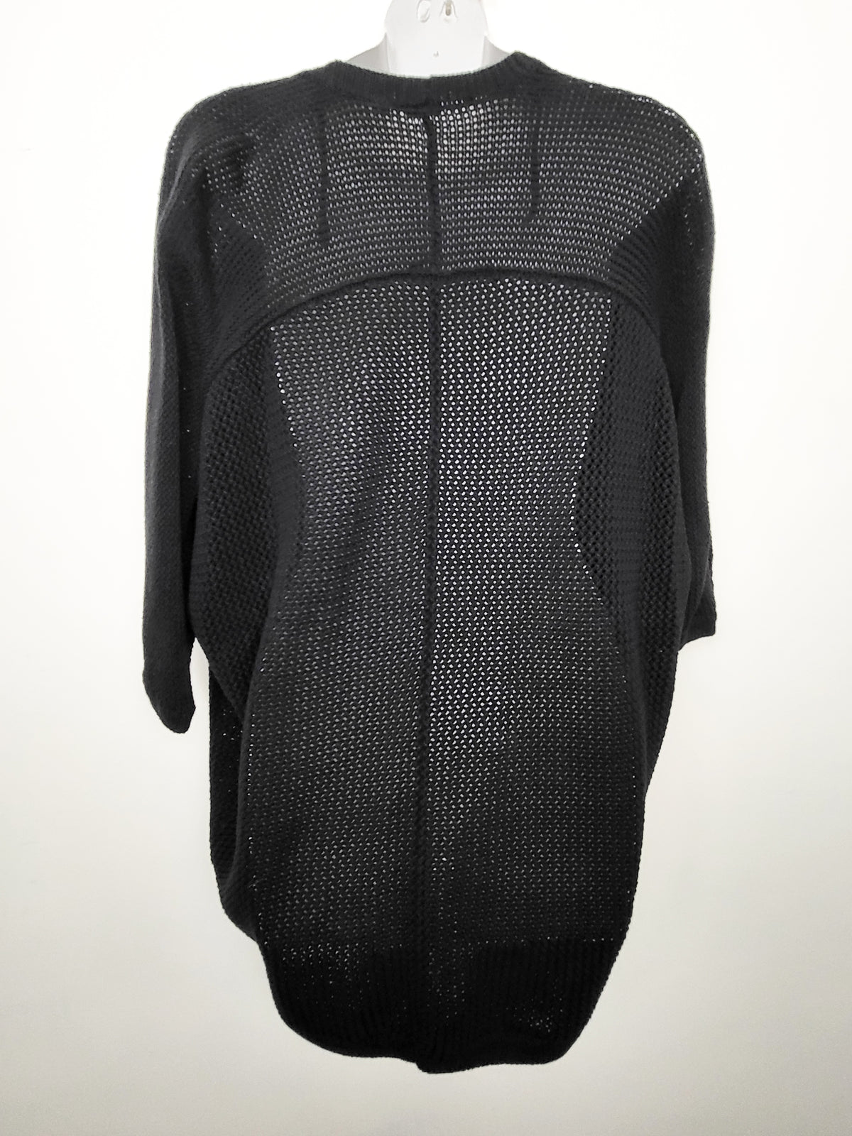 Gap Black Cotton Open-Knit Cocoon Cardigan - Size Small