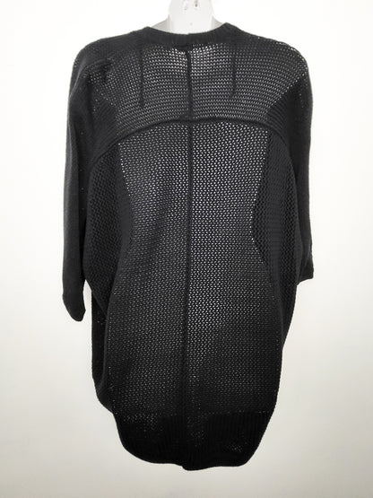 Gap Black Cotton Open-Knit Cocoon Cardigan - Size Small
