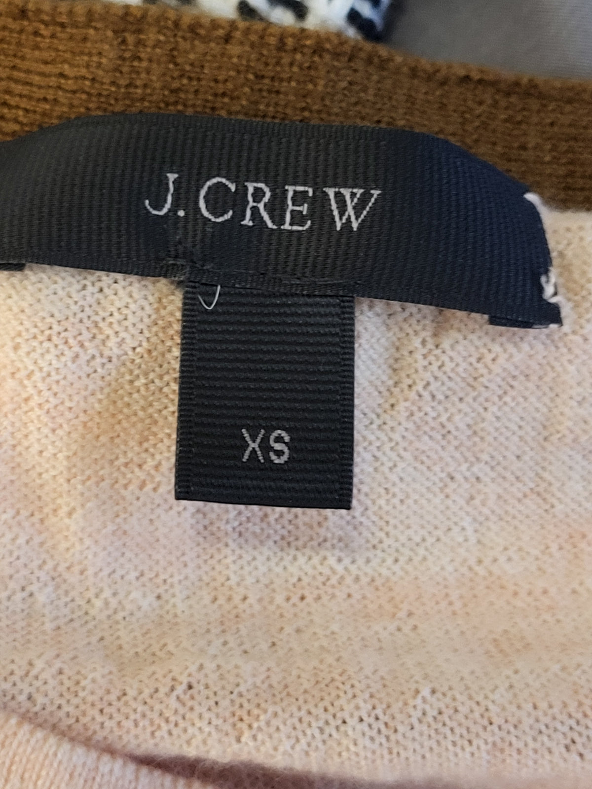 J.Crew 100% Merino Wool Button-Shoulder Striped Sweater in Peach and Brown - Size XS