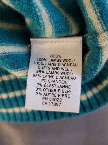 Banana Republic Teal Striped 100% Lambswool Cardigan Sweater - Size XS