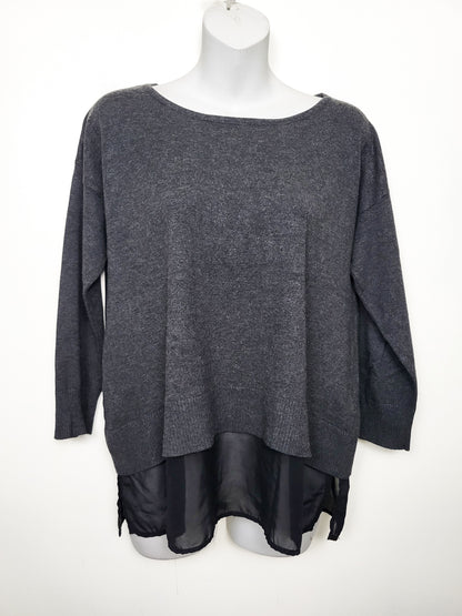 Cable & Gauge Layered Chiffon-Hem Knit Pullover Sweater - Size Small