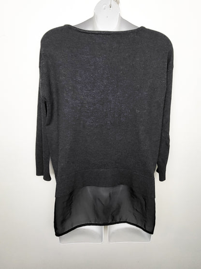 Cable & Gauge Layered Chiffon-Hem Knit Pullover Sweater - Size Small