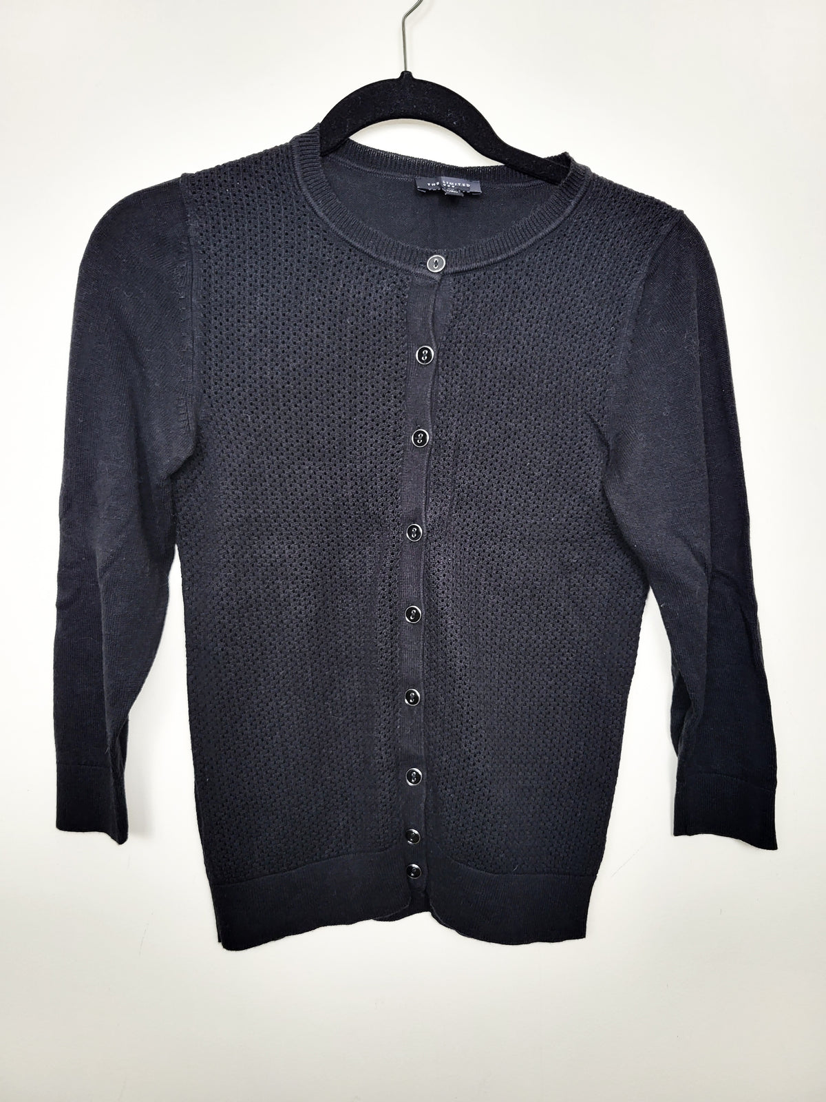 The Limited Black Pointelle Knit Front Cardigan Sweater - Size XS