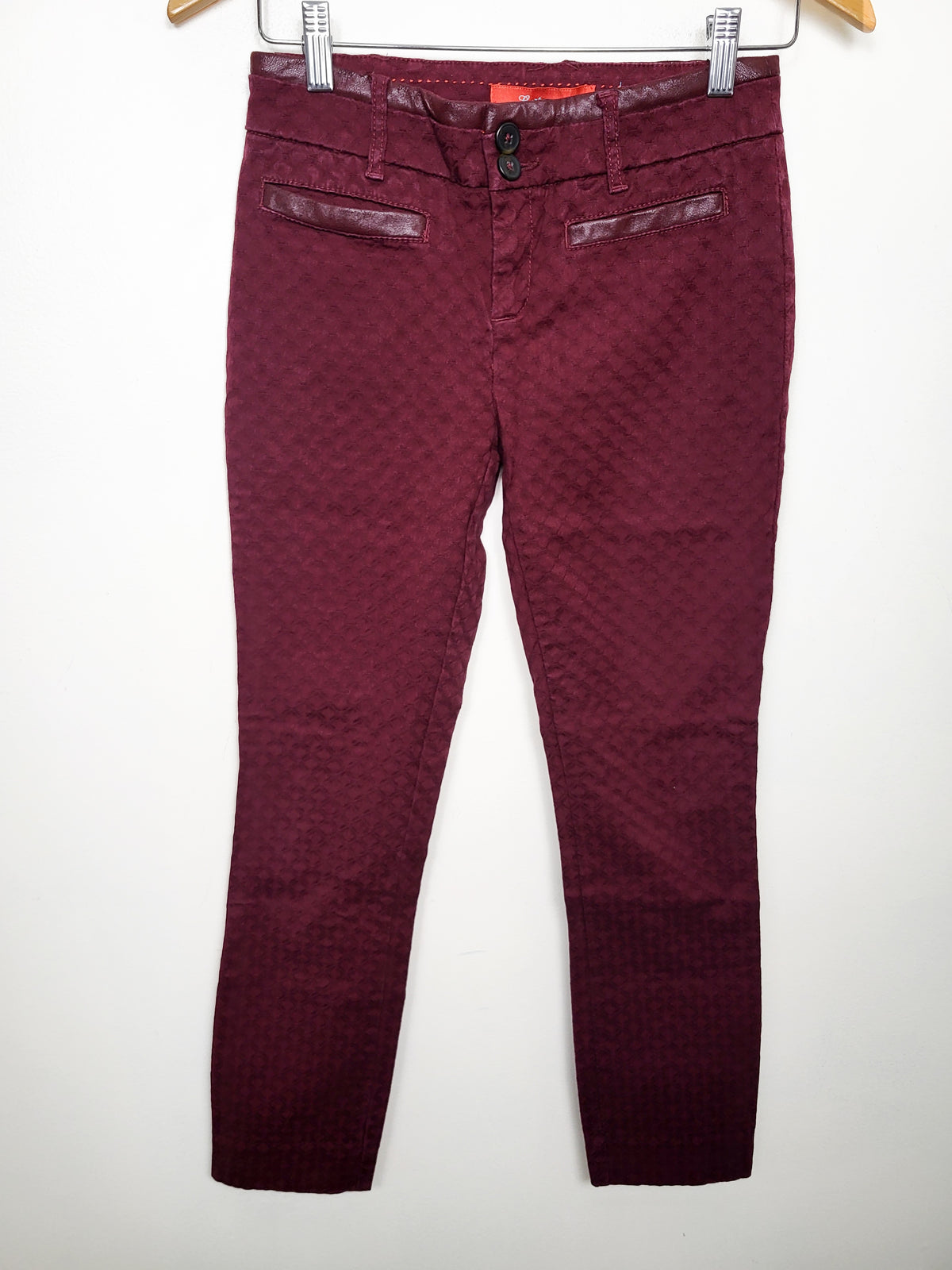 Anthropologie Cartonnier Burgundy "Charlie Ankle" Textured Trousers - Size 0