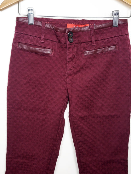 Anthropologie Cartonnier Burgundy "Charlie Ankle" Textured Trousers - Size 0