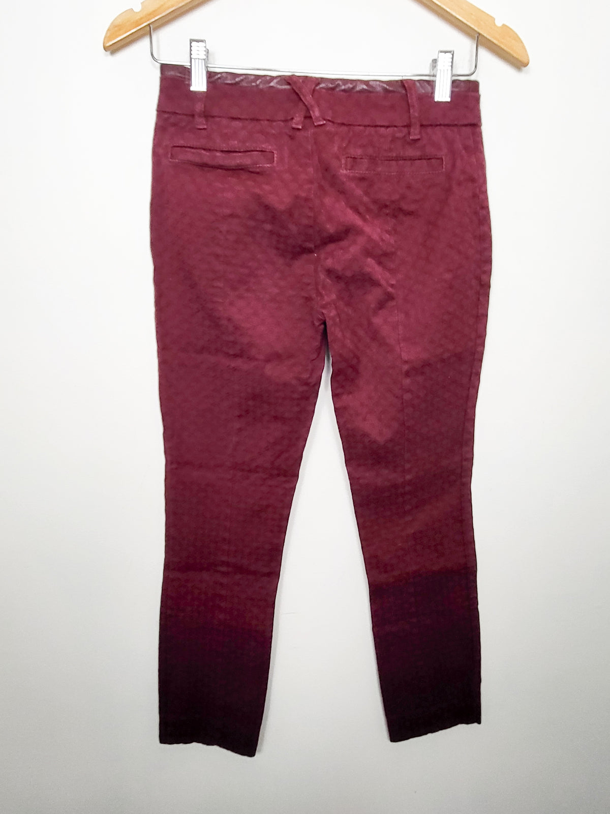 Anthropologie Cartonnier Burgundy "Charlie Ankle" Textured Trousers - Size 0