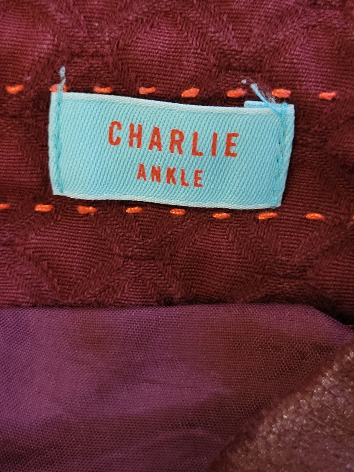 Anthropologie Cartonnier Burgundy "Charlie Ankle" Textured Trousers - Size 0