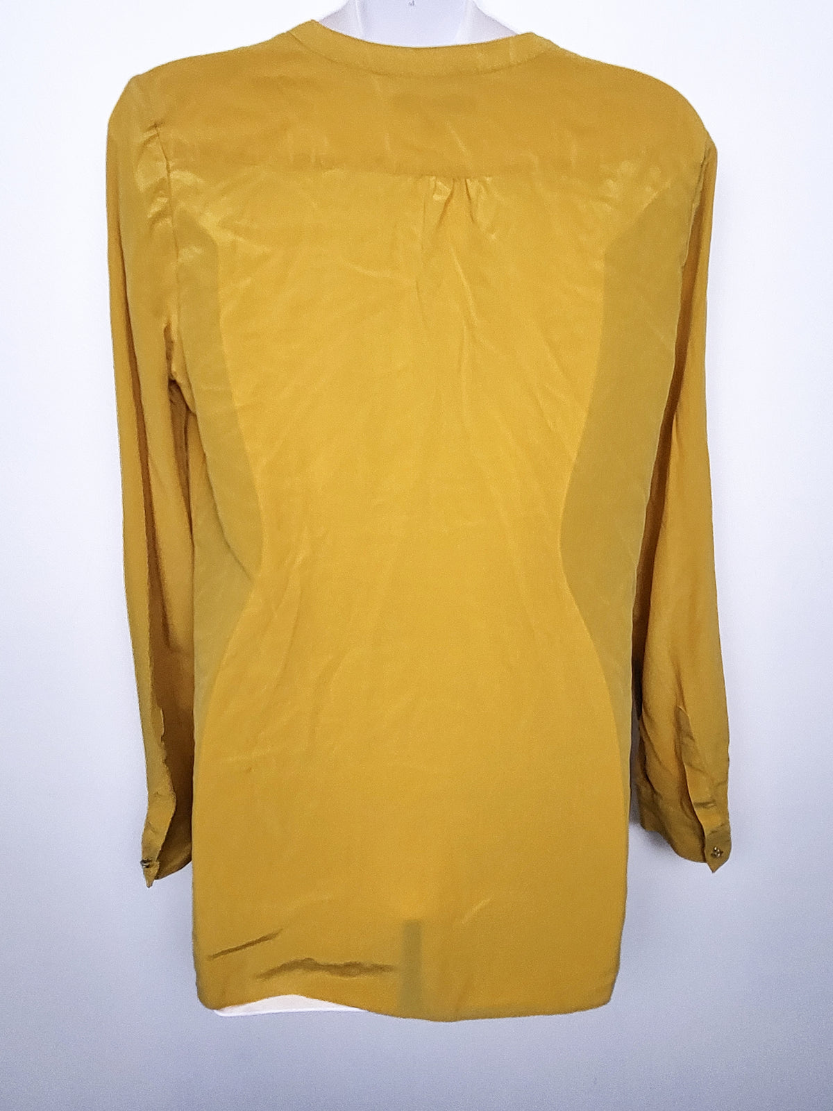 Banana Republic Yellow 100% Silk Henley Blouse  - Size Small