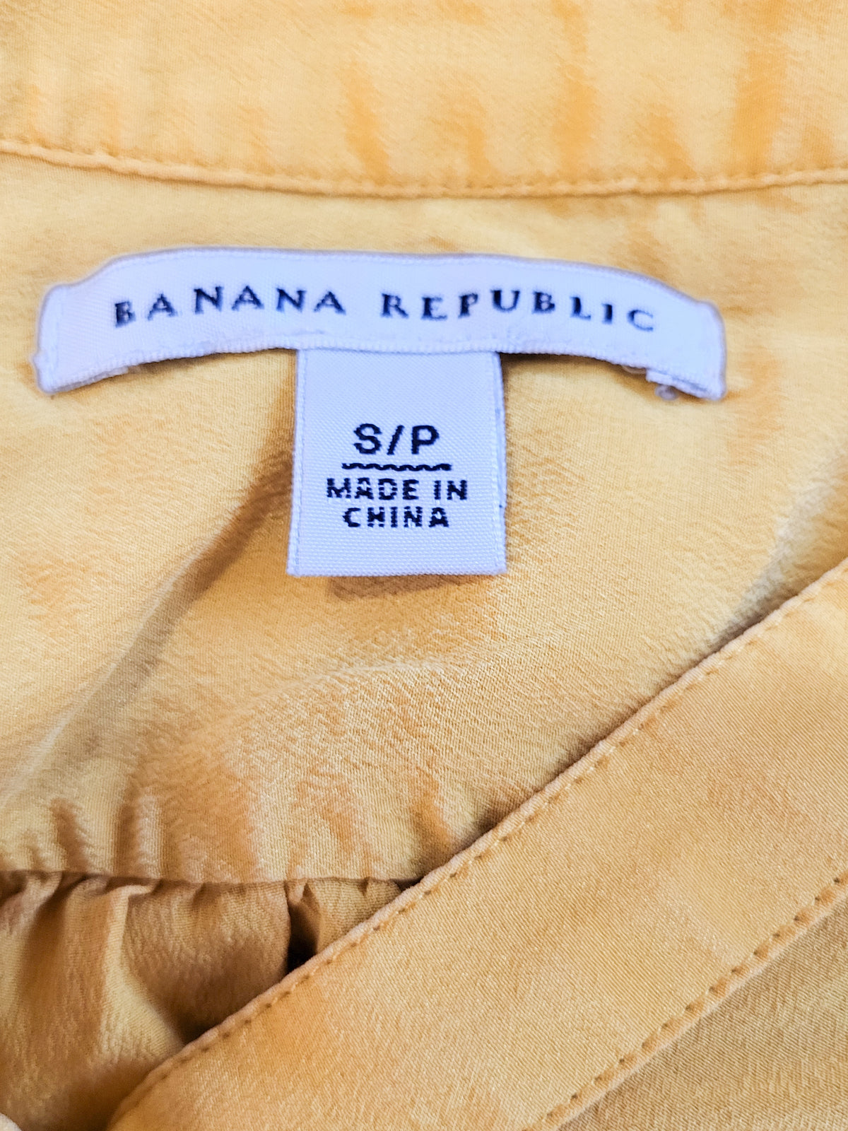 Banana Republic Yellow 100% Silk Henley Blouse  - Size Small