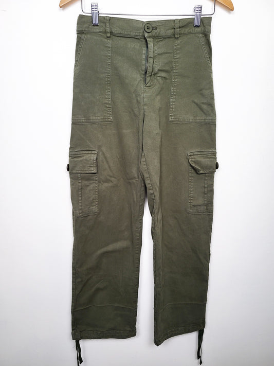 Lepunuo Olive Green High-Waisted Straight-Leg Cargo Pants - Size Medium