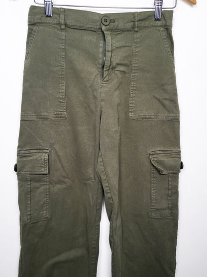Lepunuo Olive Green High-Waisted Straight-Leg Cargo Pants - Size Medium