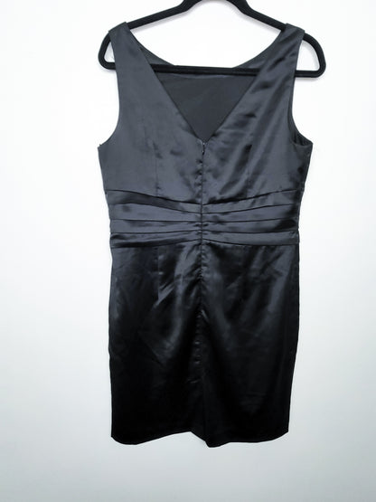 Suzy Shier Black Ruched Satin Cocktail Dress - Size XL