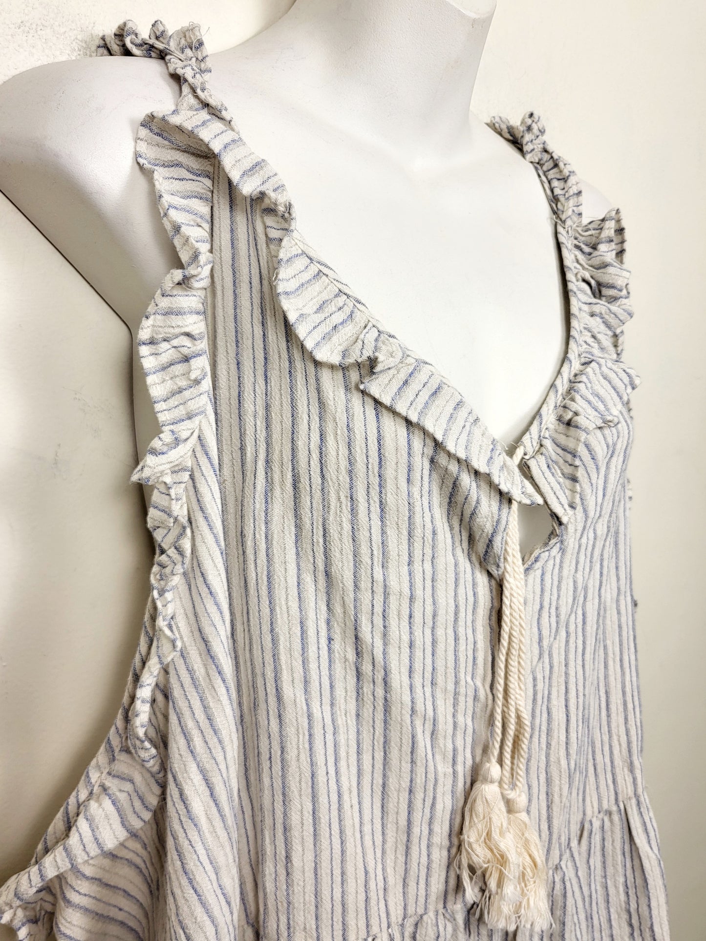 Hayden striped 100% cotton Boho ruffle top. Size 3XL