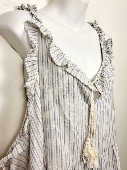 Hayden striped 100% cotton Boho ruffle top. Size 3XL