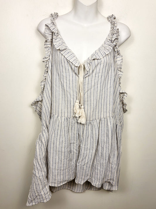 Hayden striped 100% cotton Boho ruffle top. Size 3XL