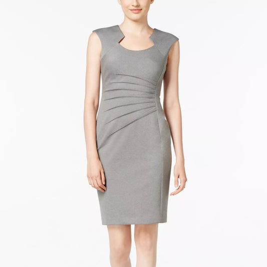 JKZ2 - Calvin Klein grey pleated sheath dress. Size 6